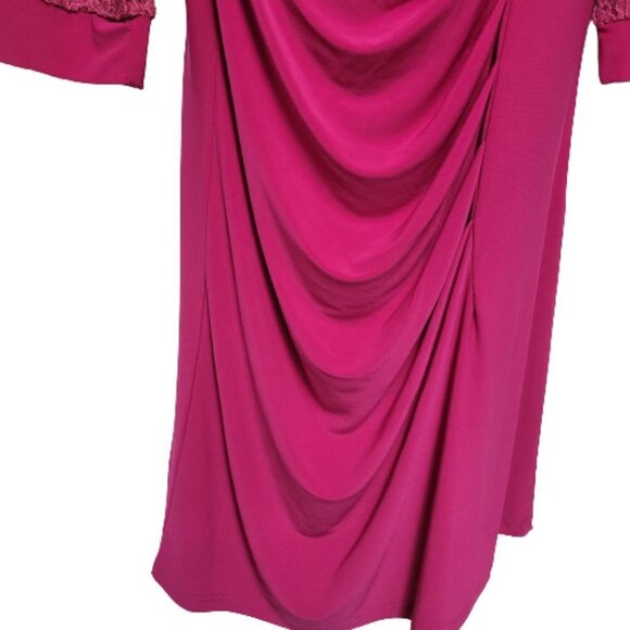 Magenta Three Quarter Lace Sleeve Dress  Various Sizes - Picture 6 of 9